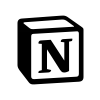 Notion logotipo de la aplicación que consta de una letra N estilizada en negro dentro de un cuadrado delineado en negro con una esquina doblada.