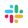 Logotipo Slack con formas multicolores entrelazadas en verde azulado, verde, amarillo y rojo.